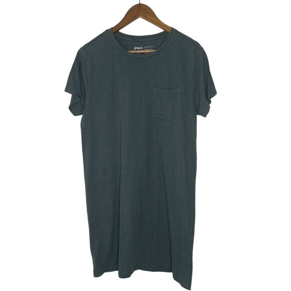 Pact Organic Cotton T-Shirt Dress Grey Size M Minimalist Fair Trade Pocket Tee - Picture 1 of 5